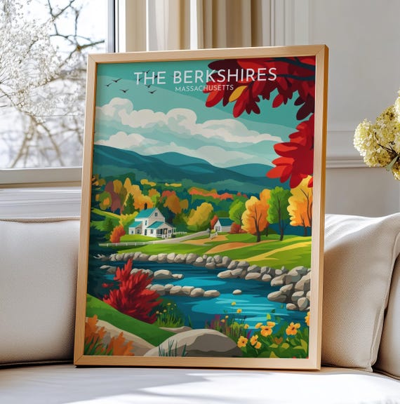 The Berkshires Massachusetts Wall Print Travel Art Scenic Autumn Landscape In