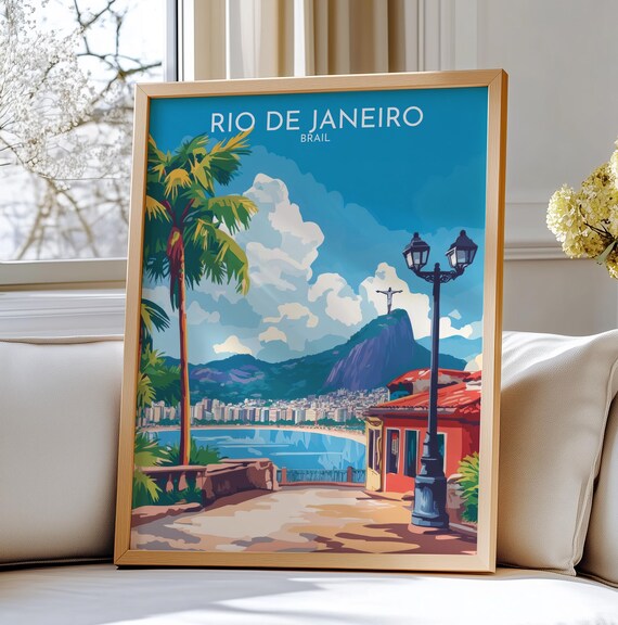 Rio de Janeiro Christ the Redeemer Tropical Bay View Travel Poster