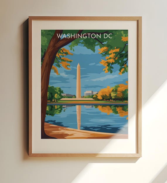 Washington Monument Dc Travel Print Wall With And Reflecting Pool