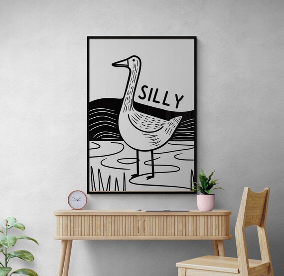 Hand Drawn Goose, Funny Modern Wall Decor