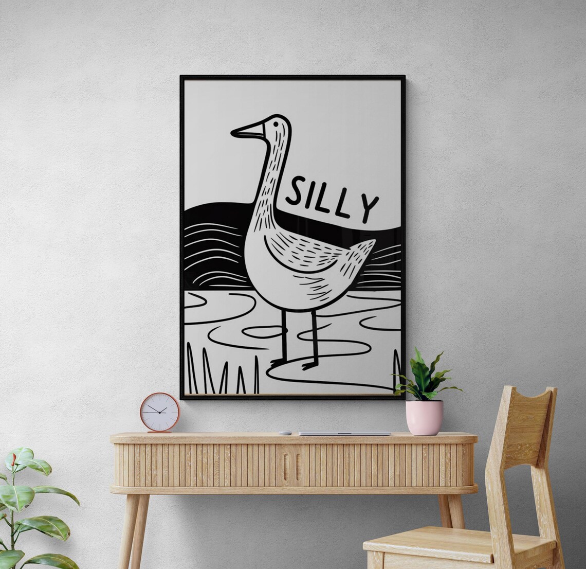 Hand Drawn Goose, Funny Modern Wall Decor