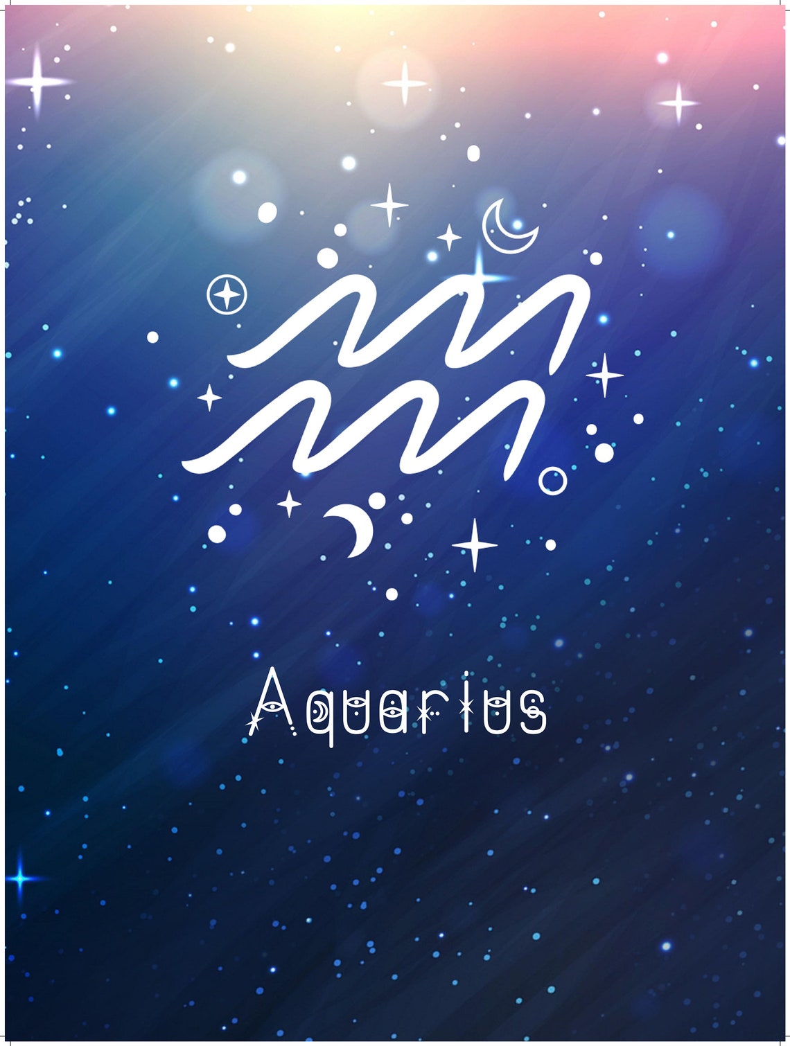 Aquarius Zodiac Symbol Blue Starry Night Sky Astrology Art Print - Image 3