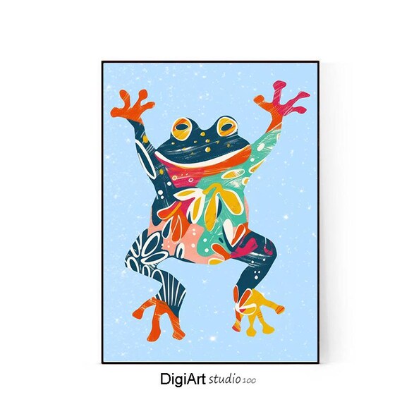 Frog Illustration Cute Frog Poster Cute Animal Print Frog Lover Gift Kids Room Decor Nursery Wall Art Animal Wall Art
