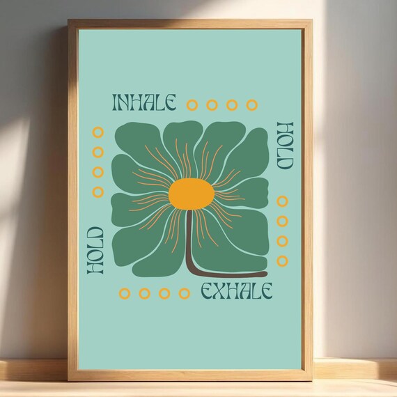 Teal Box Breathing Floral Print for Calm Down Corner Therapy Office
