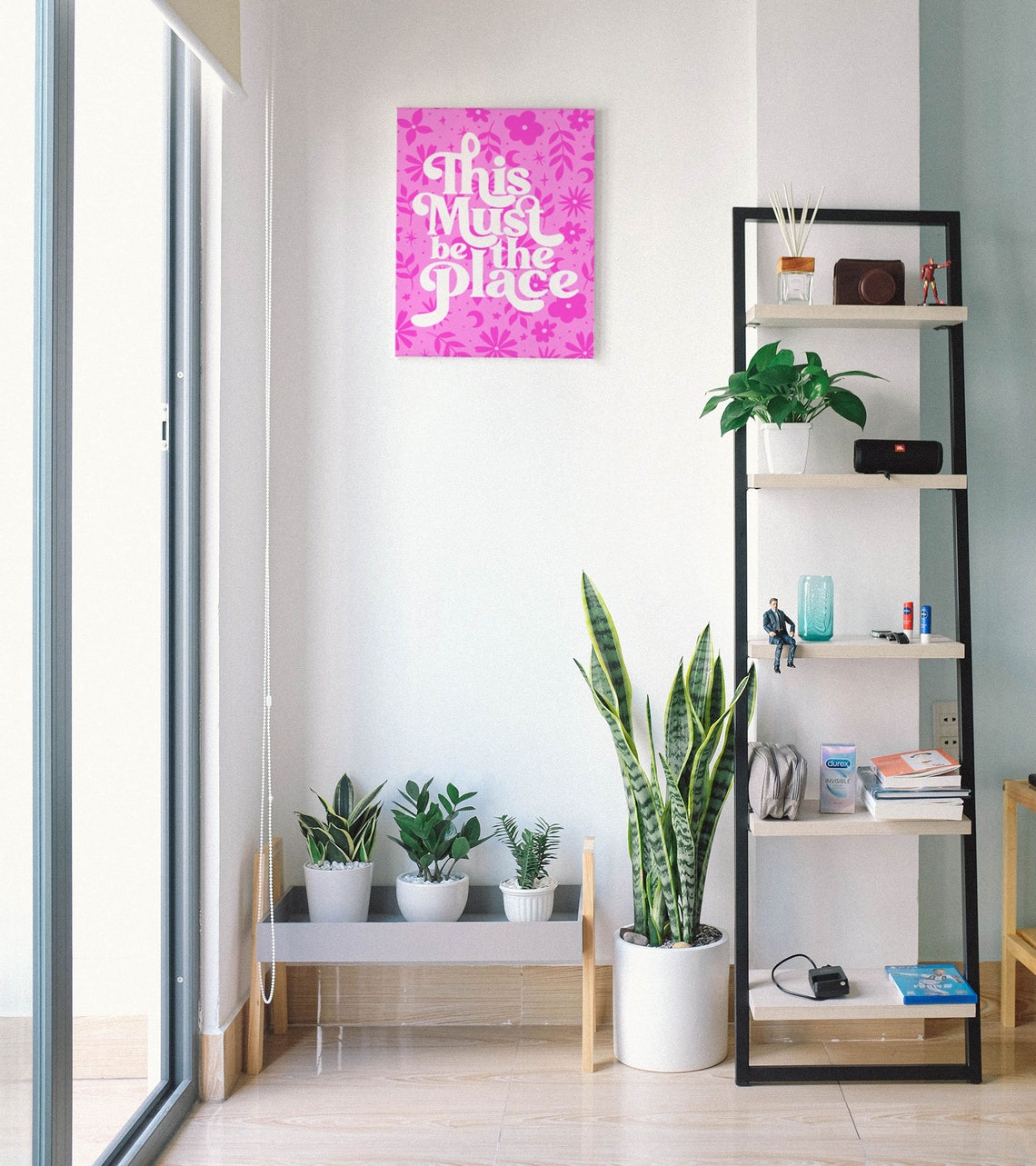 This Must Be The Place Quote Poster On Bright Pink Flower Pattern - Image 5