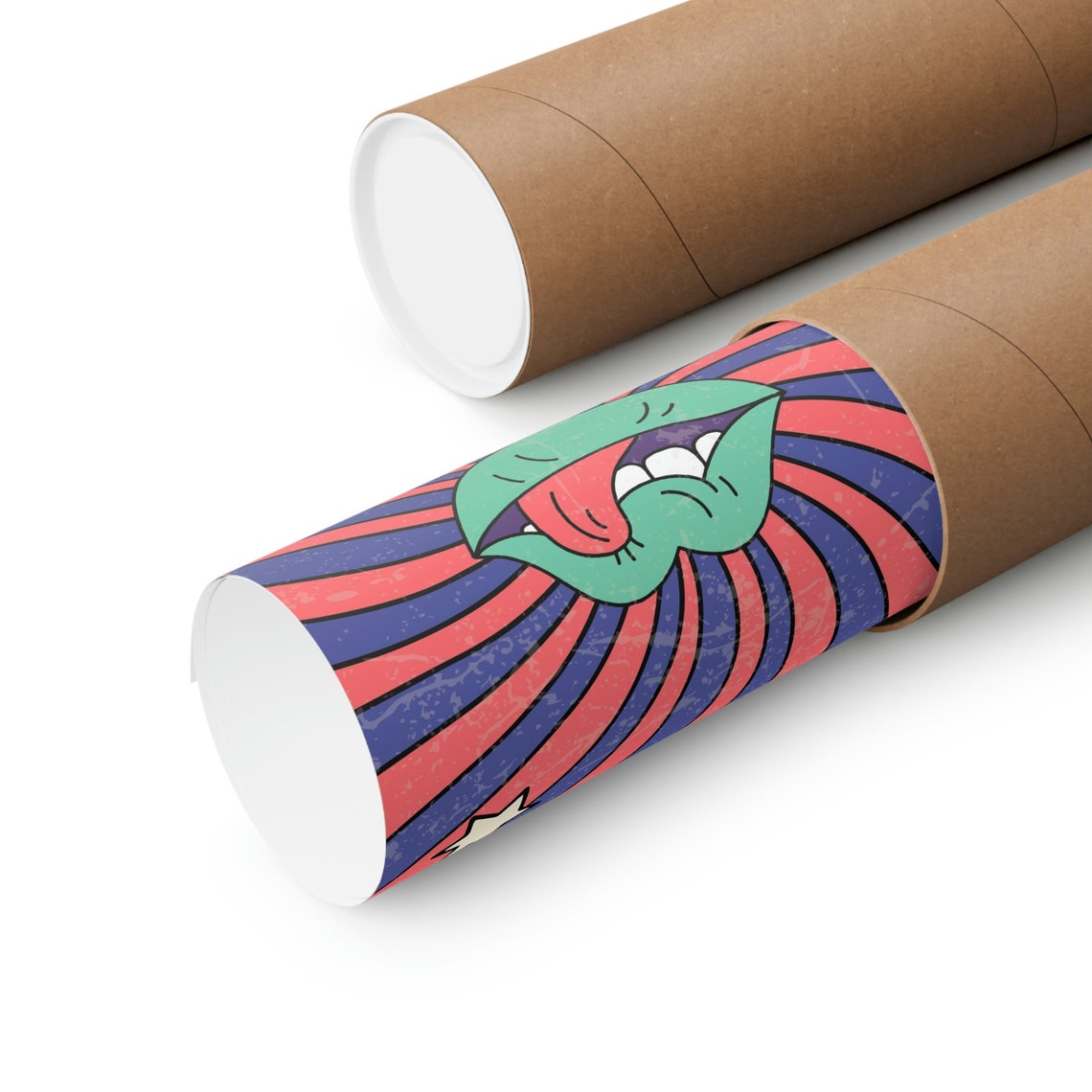 Retro Green Lips Tongue Out Sunburst Pop Art Bold 70s Poster - Image 7