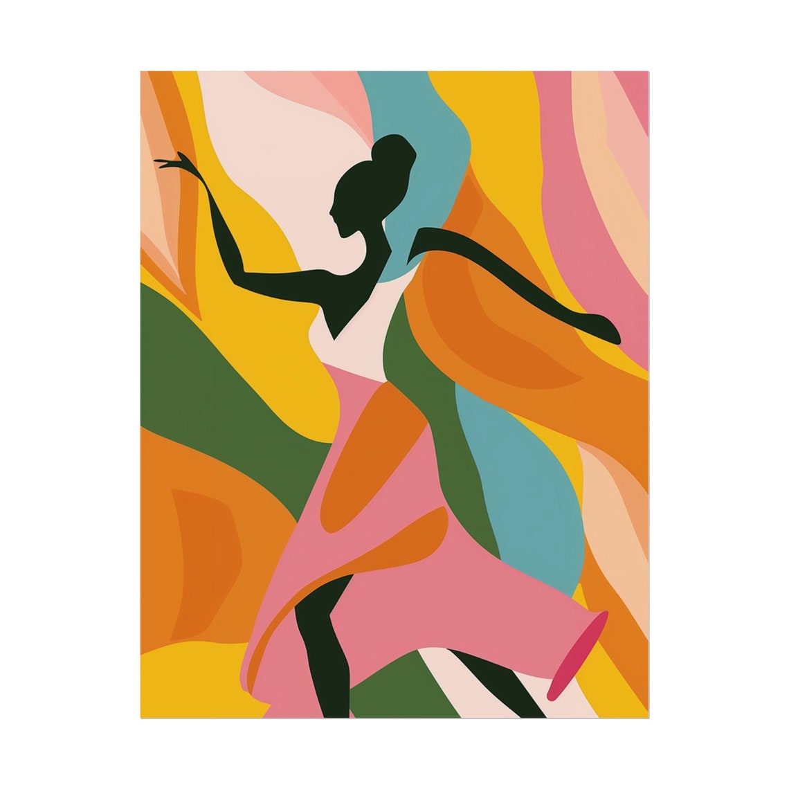 Vibrant Dancing Figure Silhouette Rainbow Flow Modern Poster - Image 2