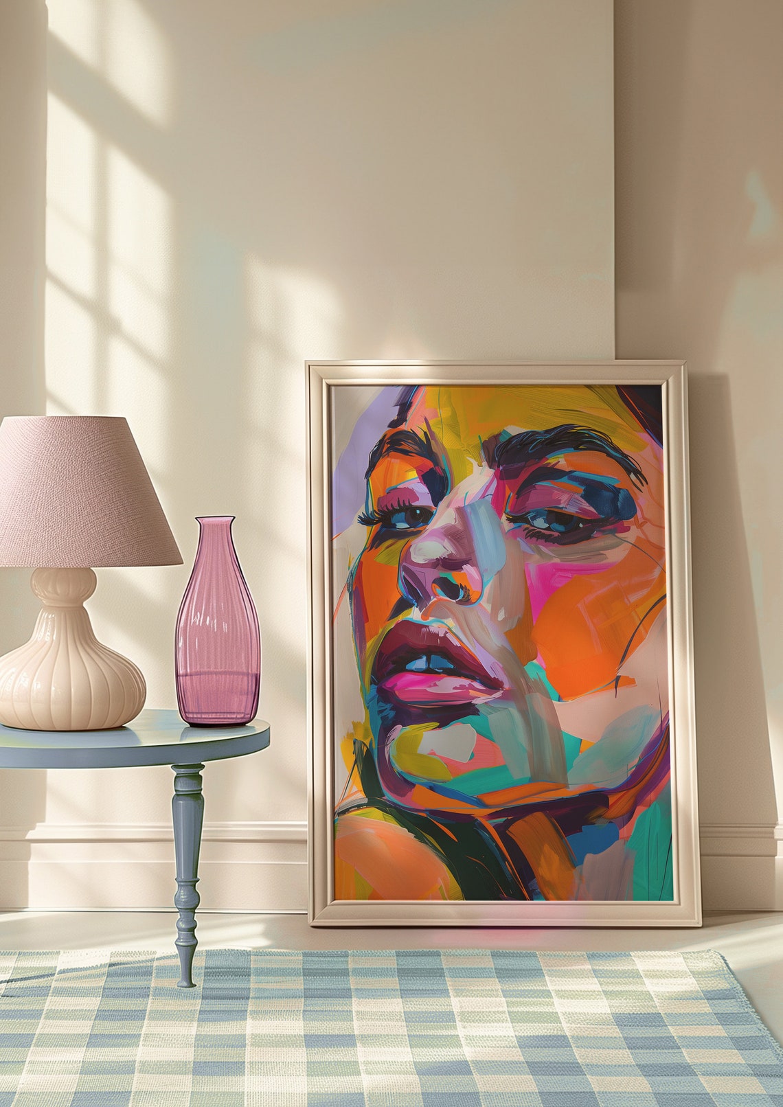 Bold Pop Art Woman Face in Neon Bright Colors Statement Poster - Image 9