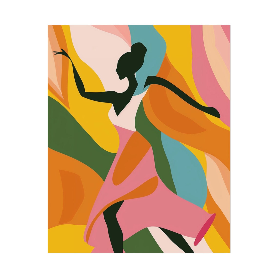 Vibrant Dancing Figure Silhouette Rainbow Flow Modern Poster - Image 4
