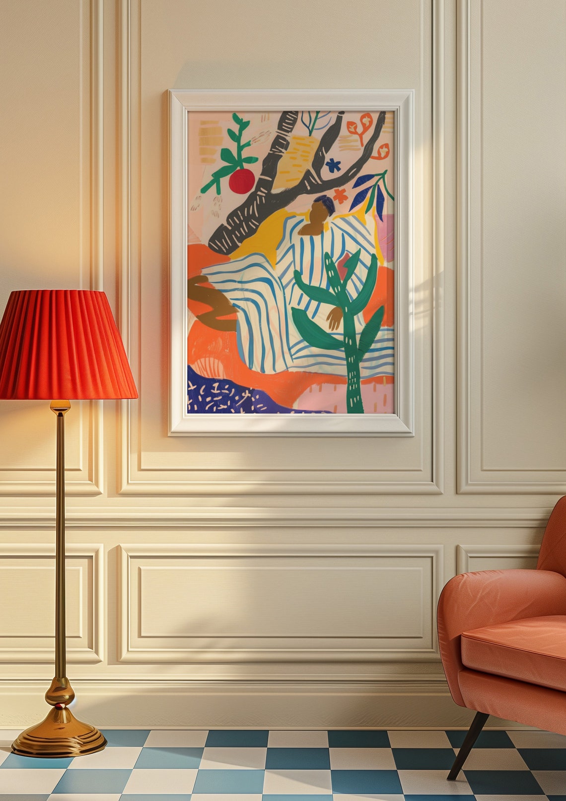 Colorful Abstract Figure Lounging Under a Stylized Tree Poster - Image 9