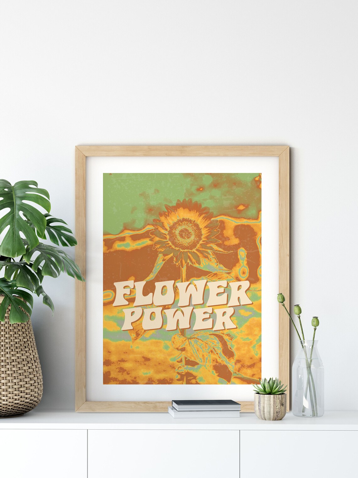 Flower Power Psychedelic Sunflower Swirl Retro 70s Color Art Poster - Image 9
