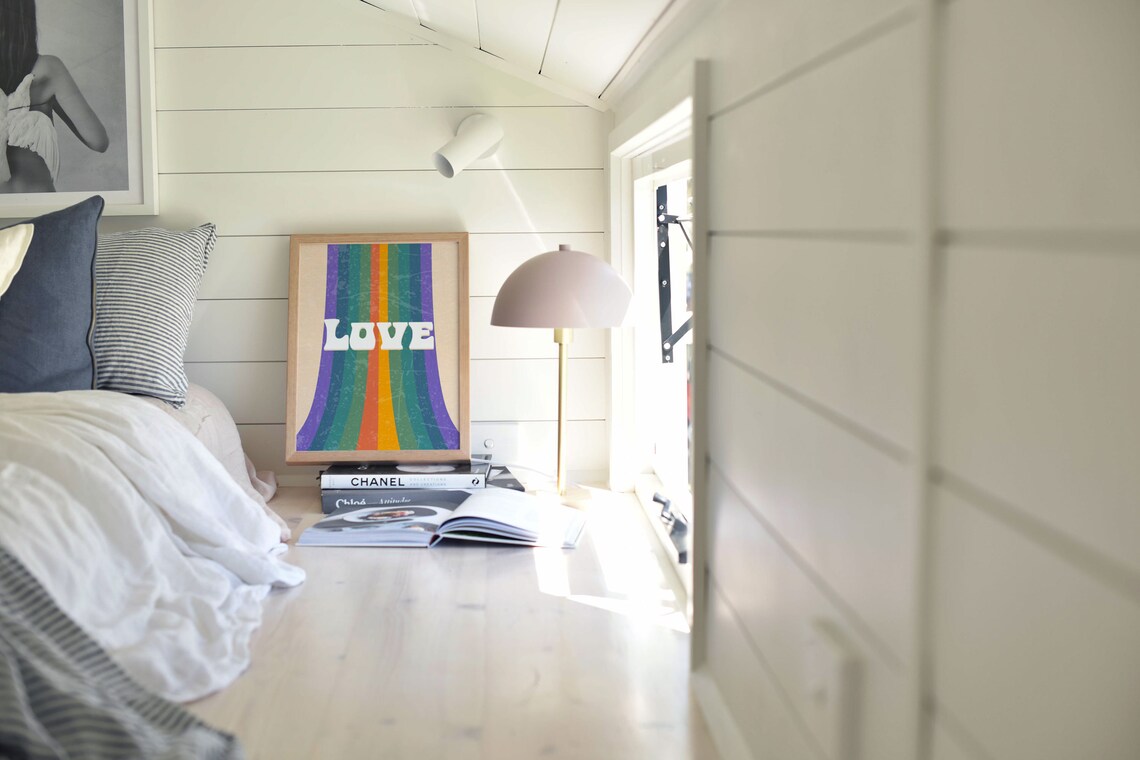 Love Retro Quote Poster On Vertical Rainbow Stripes In 70s Style - Image 3