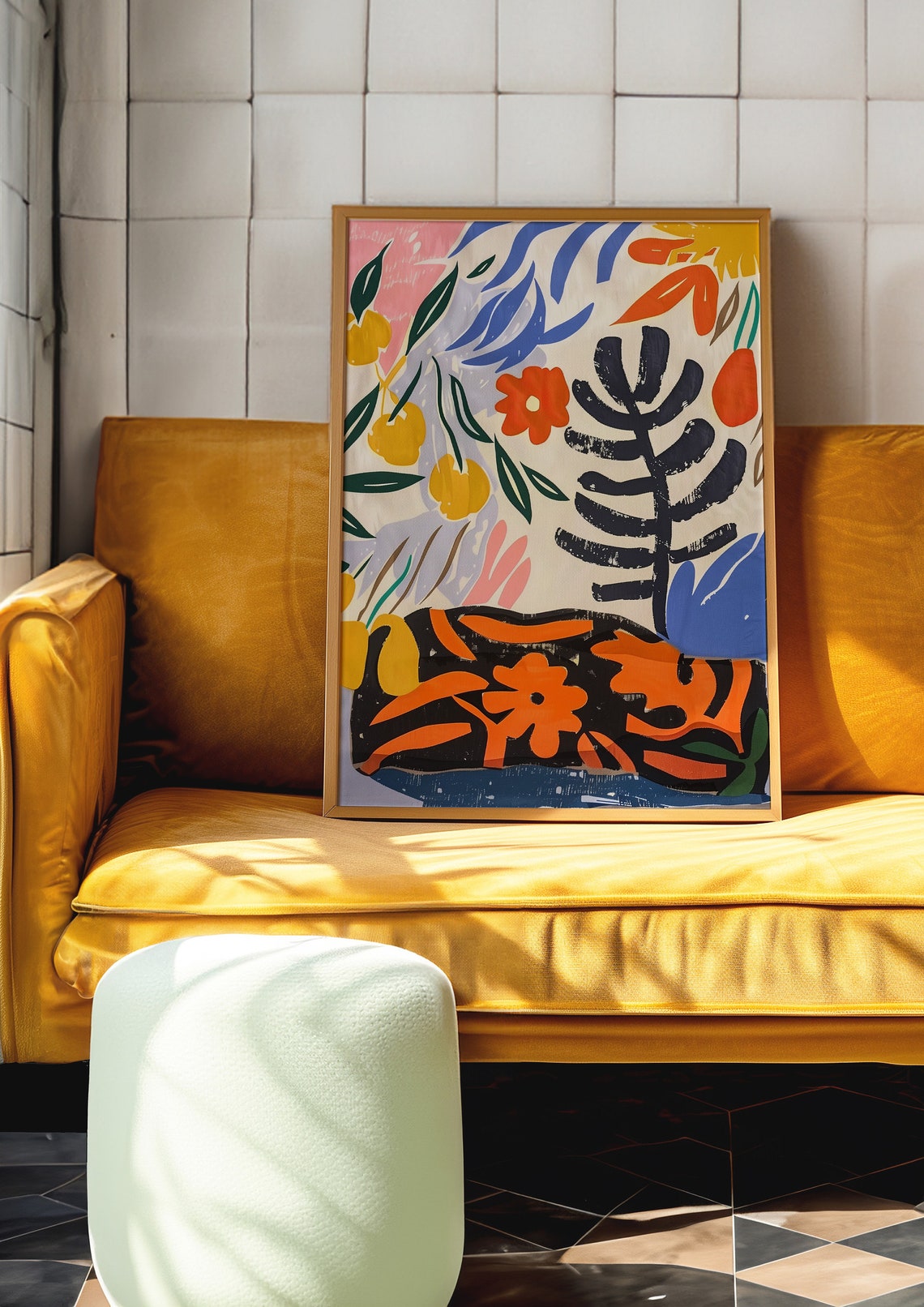 Abstract Orange Flower Bold Black Graphic Shape Floral Art Print - Image 5