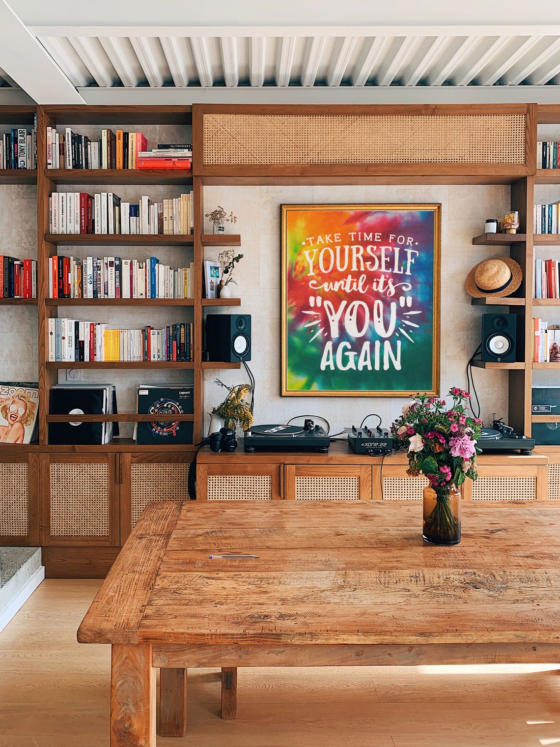 Take Time For Yourself Tie Dye Poster With Rainbow Hippie Quote - Image 4