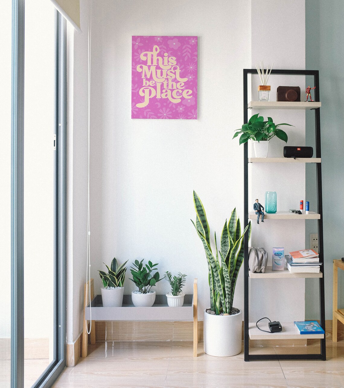 This Must Be The Place Quote Poster In Hot Pink Floral Retro Style - Image 8