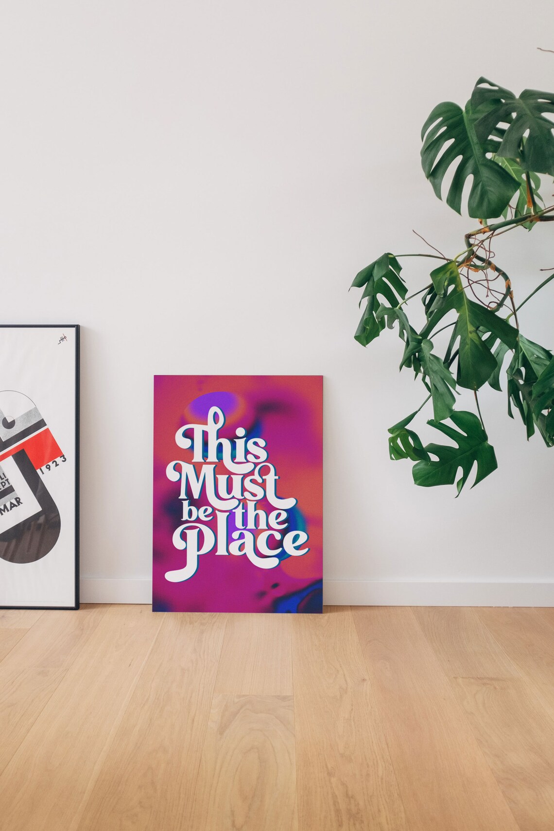 This Must Be The Place Retro Quote Poster With Magenta Floral Fade - Image 4