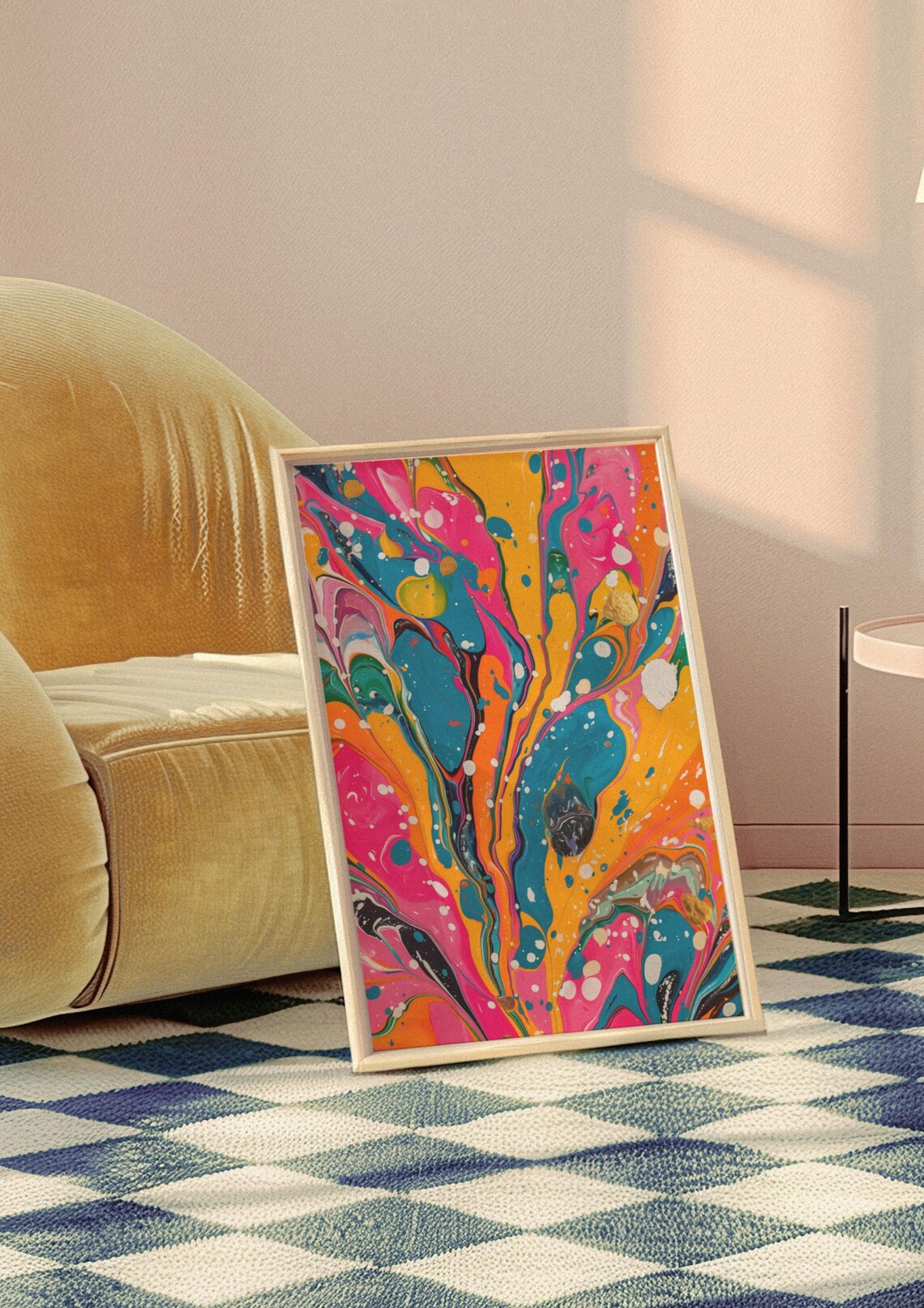 Colorful Fluid Marble Abstract Painting Pink Orange Teal Swirl Poster - Image 9