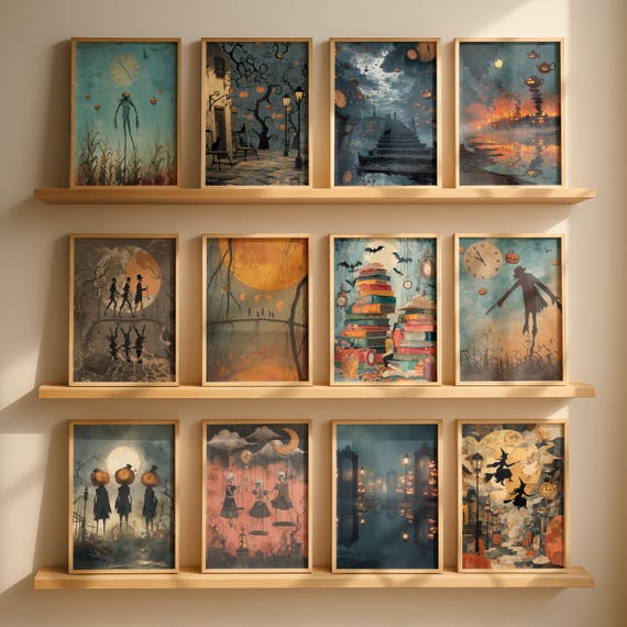 Dali Inspired Halloween Wall Art Bundle Spooky Surreal Prints Vintage Fall Decor Artwork Set Unique Holiday Home 2
