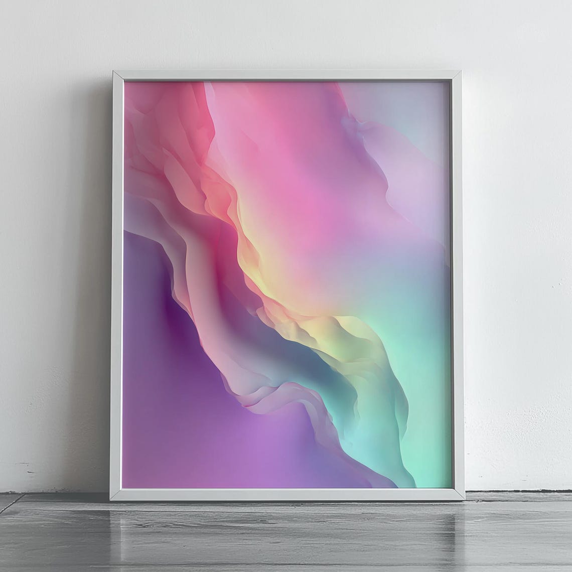 Soft Pink Pastel Fluid Waves Abstract Gradient Colorful Art Poster