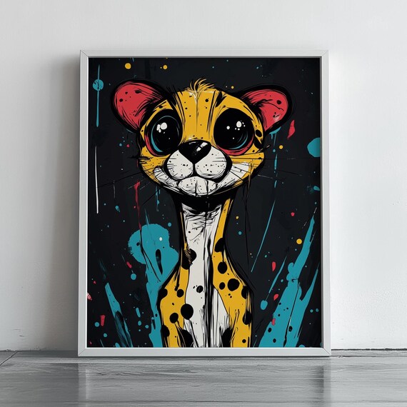 Abstract Cheetah Wall Art Vibrant Animal Portrait Modern Wildlife Decor Colorful Jungle Unique 254