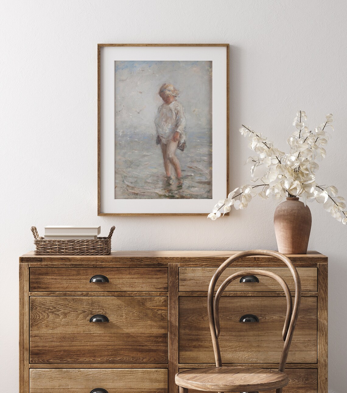 Child Playing In The Ocean, Vintage Nursery Art Print - Image 3