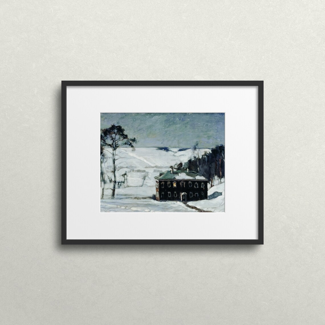 Winter Cottage Vintage Christmas Landscape Art Print - Image 2