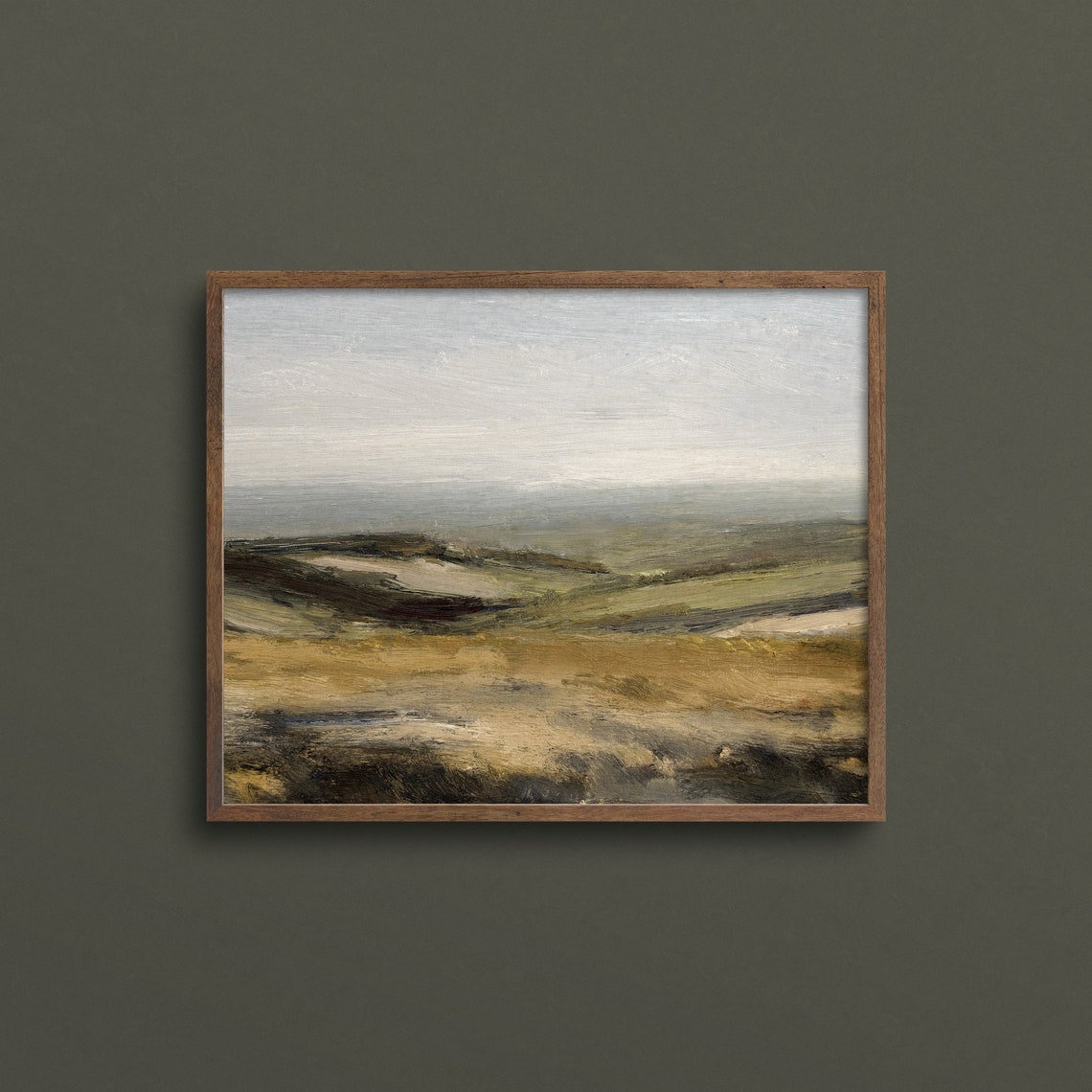 Muted Rolling Hills Neutral Abstract Landscape Vintage Art Print - Image 3