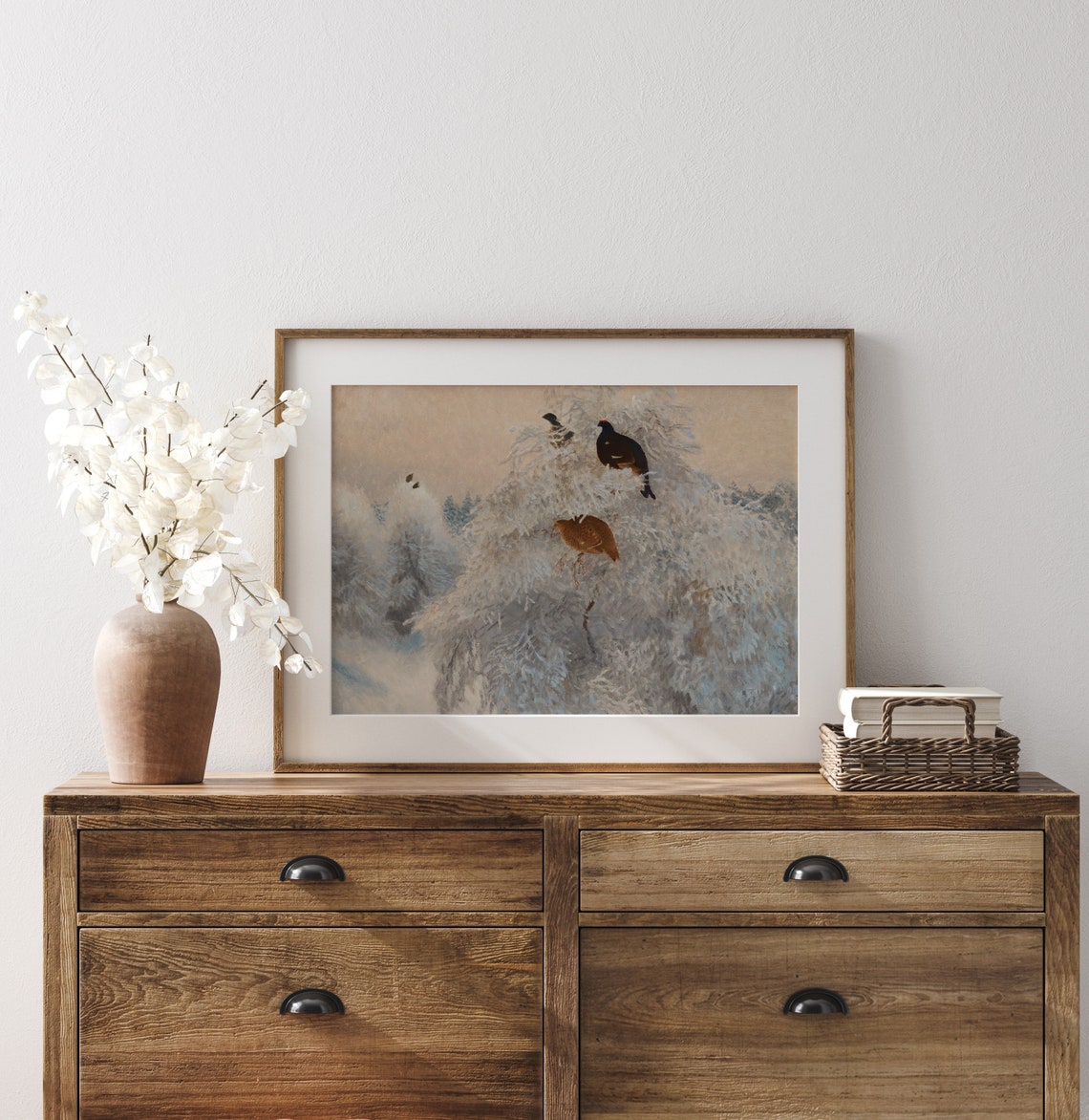 Winter Birds in Frosted Trees Snowy Plumage Vintage Art Print - Image 3