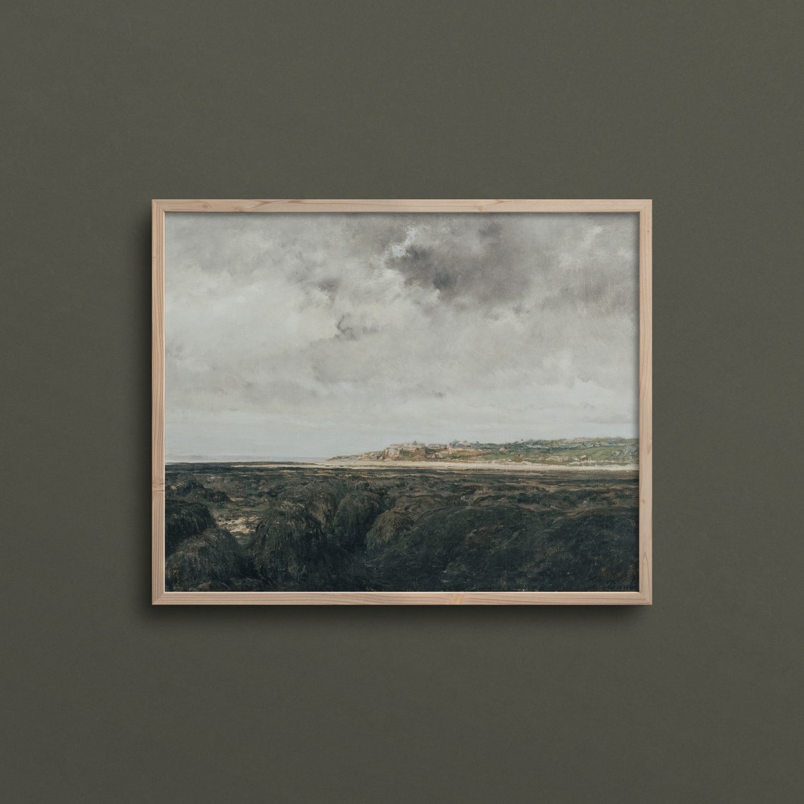 Stormy Coastal Moorland Moody Gray Seaside Oil Painting Wall Poster - Image 3