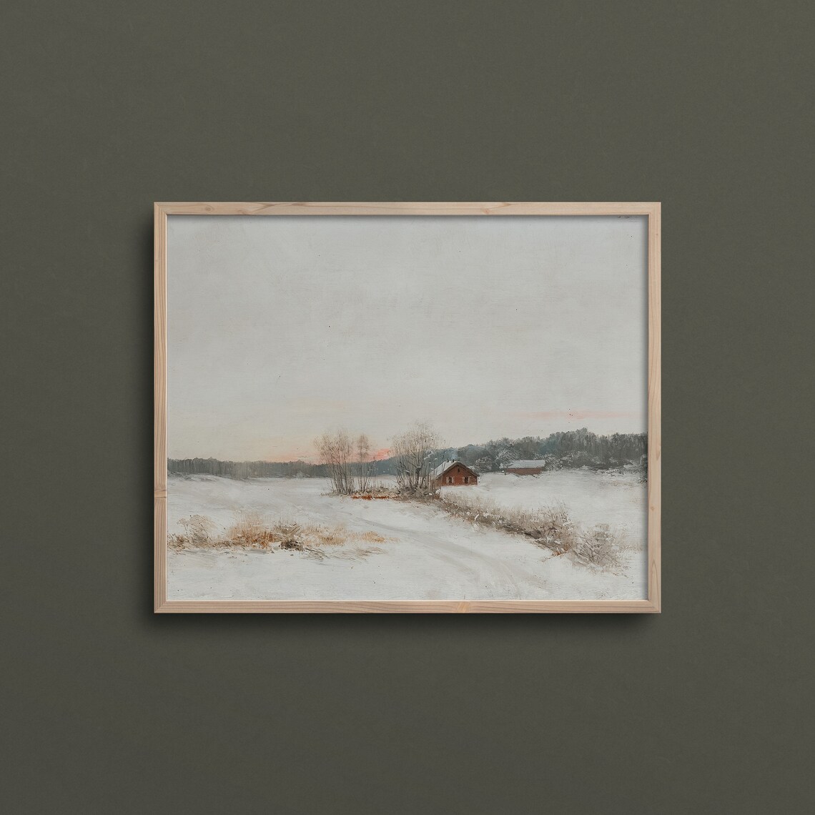 Wyoming Winter Christmas Cottage Landscape Art Print - Image 3