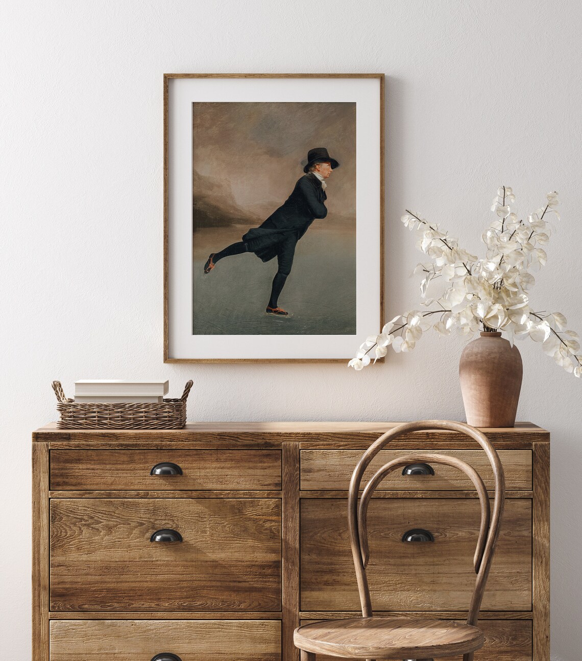 Skating Pastor Vintage Winter Landscape Art Print - Image 3