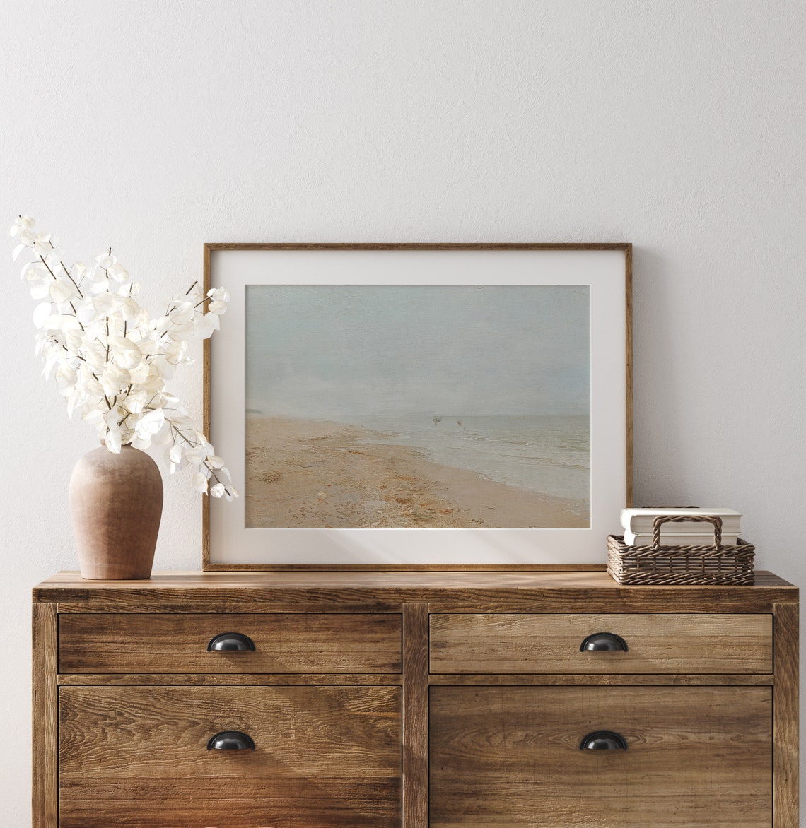 Misty Minimalist Beach Painting Soft Neutral Coastal Wall Art Poster - Image 3
