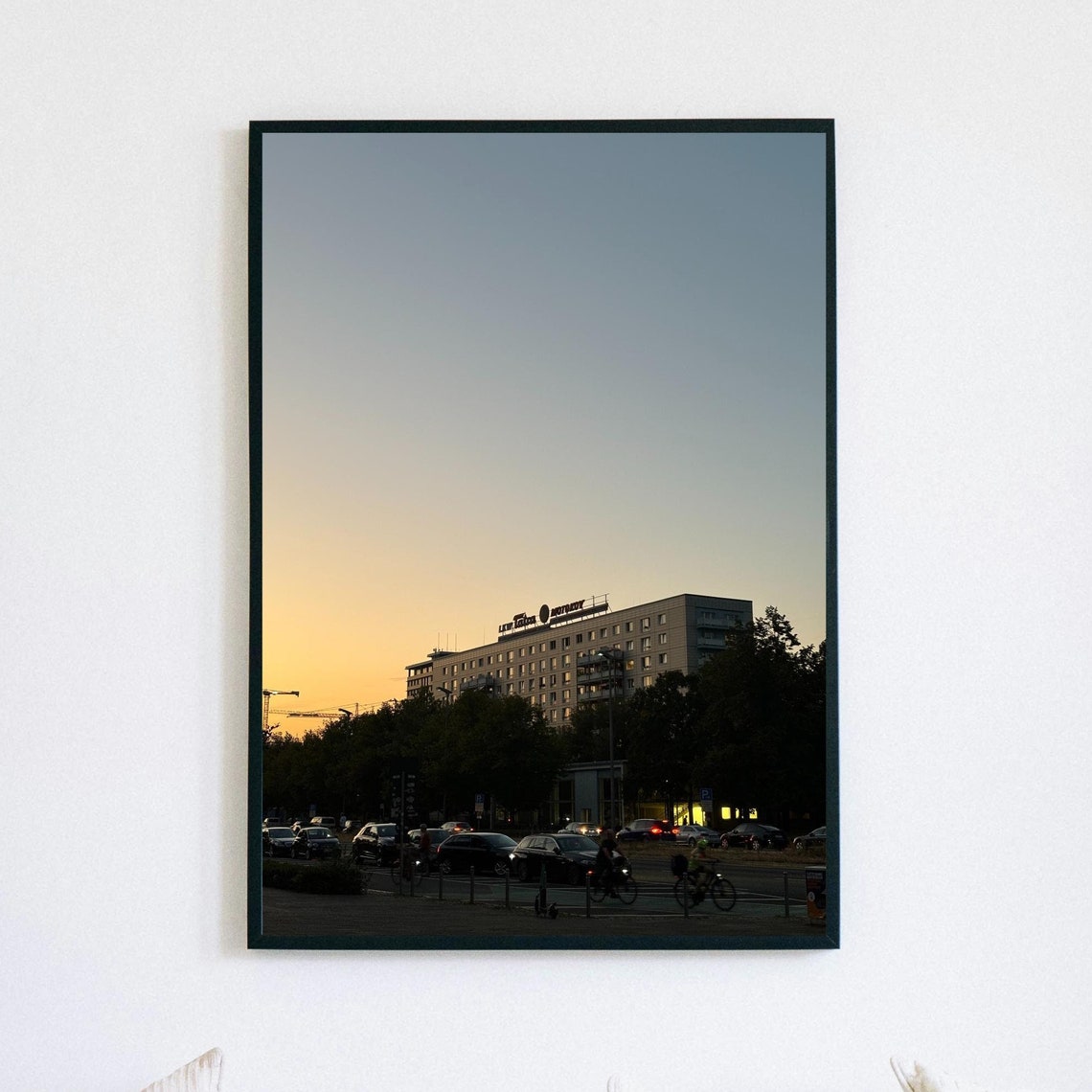 Berlin Sunset Cityscape Street Traffic Urban Photography Poster