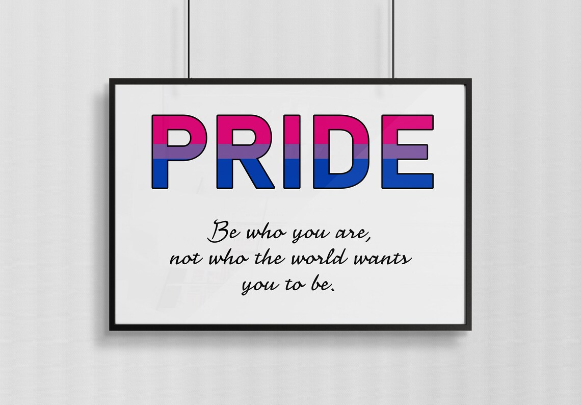 Bisexual Pride Flag Be Who You Are Quote Poster in Pink Purple