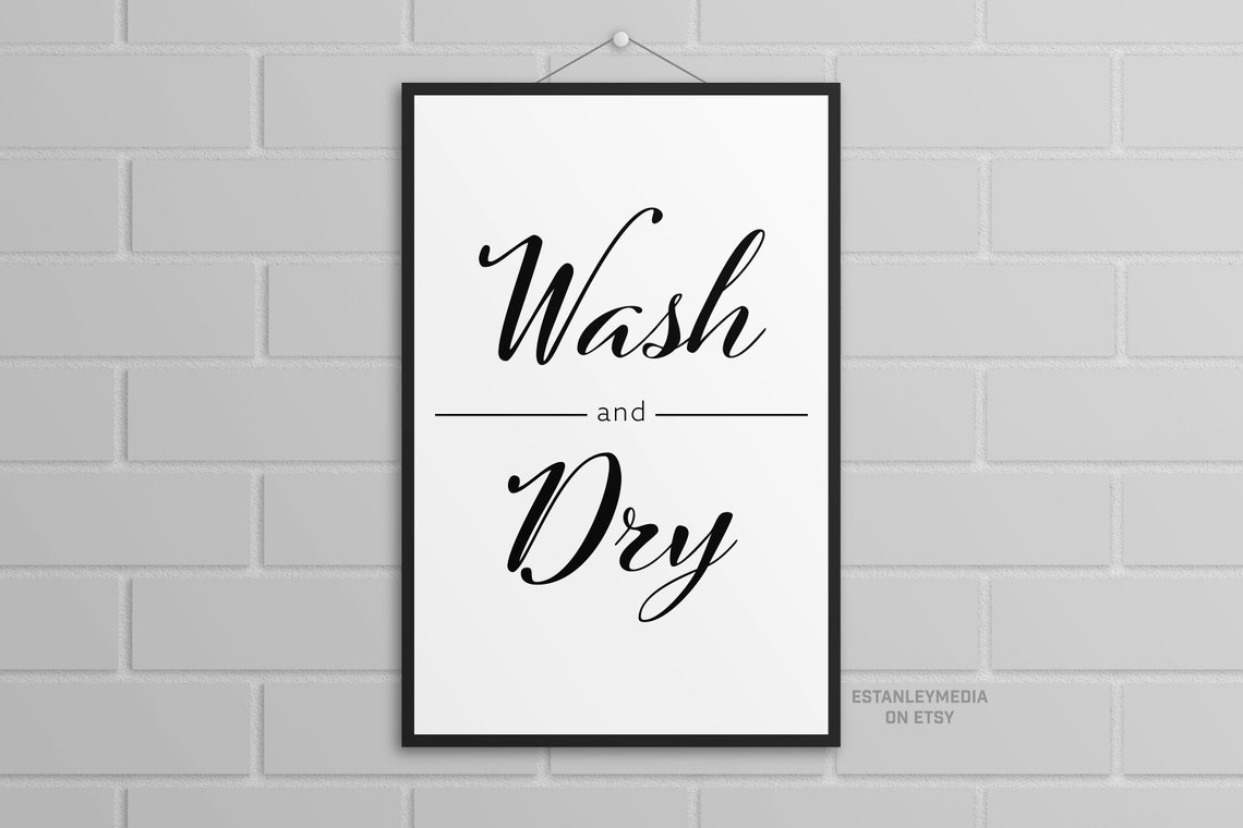 Chic Elegant Wash and Dry Script Laundry Room Wall Sign Poster - Image 3