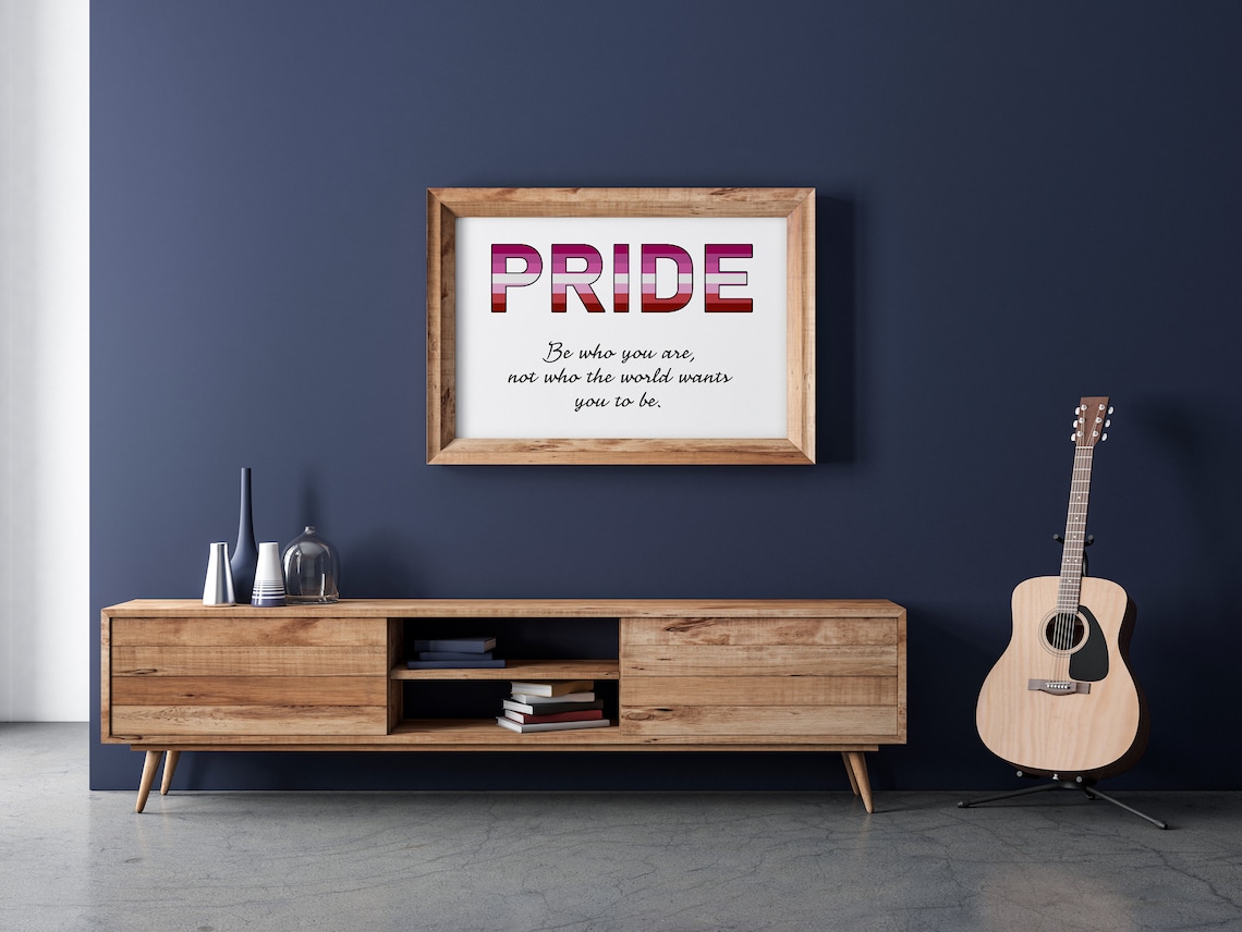 Lesbian Pride Flag Be Who You Are Quote Poster in Pink Stripes