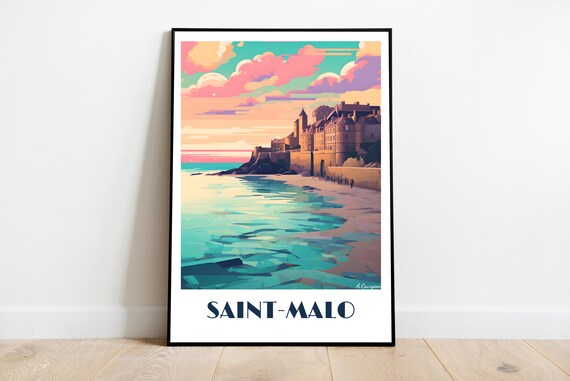 Saintmalo Handmade Travel Poster For Vintage Art Lovers Brittany Gift Wall Decoration Print Personalized Custom