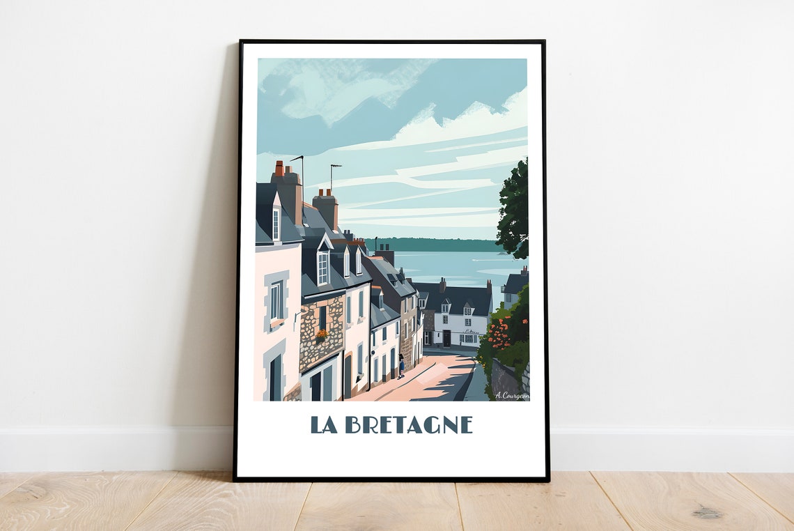 Handmade Brittany Poster Wall Art Modern Travel Framed Birthday Home Made Decor Gift Vector Illustration Print Painting Custom