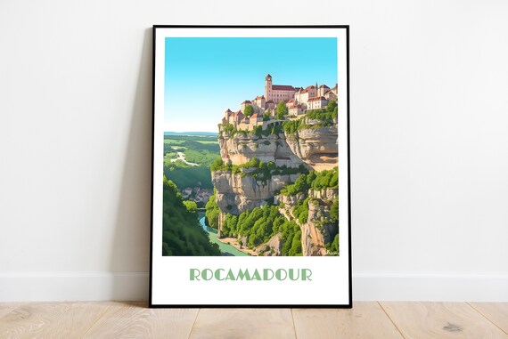 Handmade Rocamadour Poster Wall Art Retro Travel Framed Birthday Home Made Decor Gift Vector Illustration Print Painting Custom