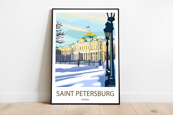 Handmade Saint Petersburg Russia Poster Wall Art Modern Travel Framed Birthday Home Made Decor Gift Vector Illustration Print