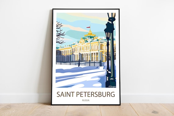 Saint Petersburg Russia Winter Palace Vintage Travel Poster Wall Decor