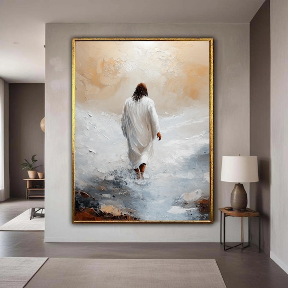 Jesus Walking on Water Religious Painting Faith Christian Art Poster