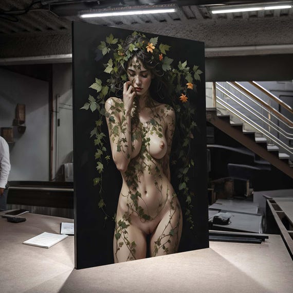 Abstract Nude Woman Botanical Modern Art Print