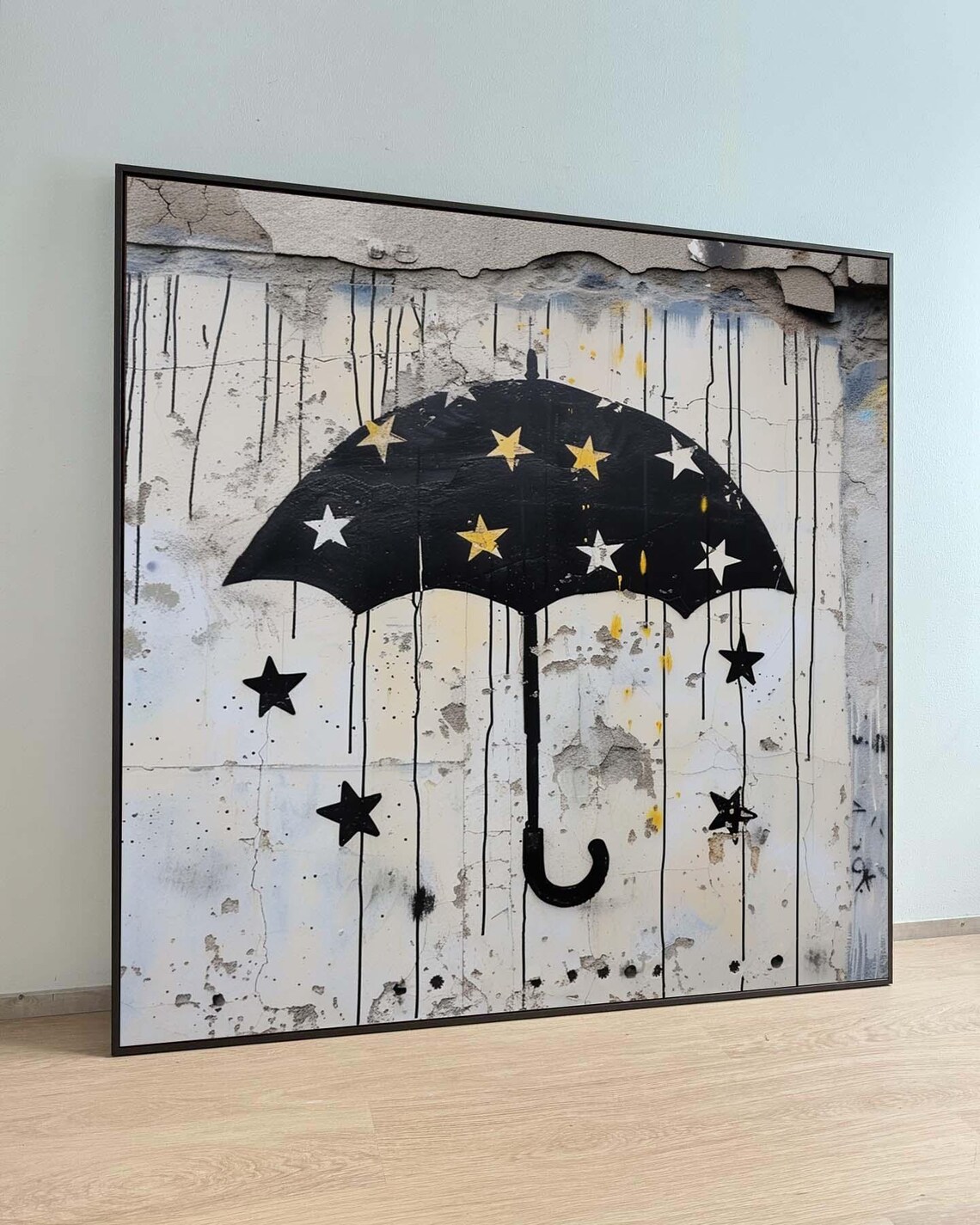 Starry Night Umbrella Graffiti Art Print, Urban Style