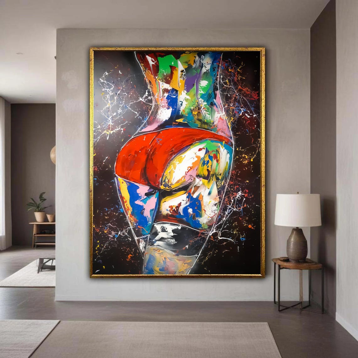 Vibrant Abstract Female Form Colorful Modern Nude Art Poster