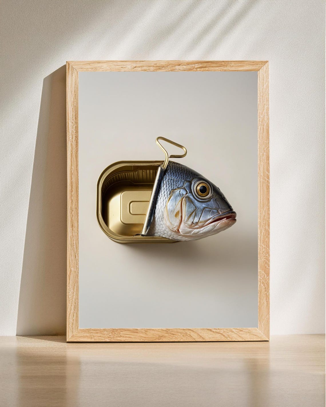 Fish Poster Minimalist Conceptual Wall Art Contemporary Kitchen Decor Humorous Animal Print