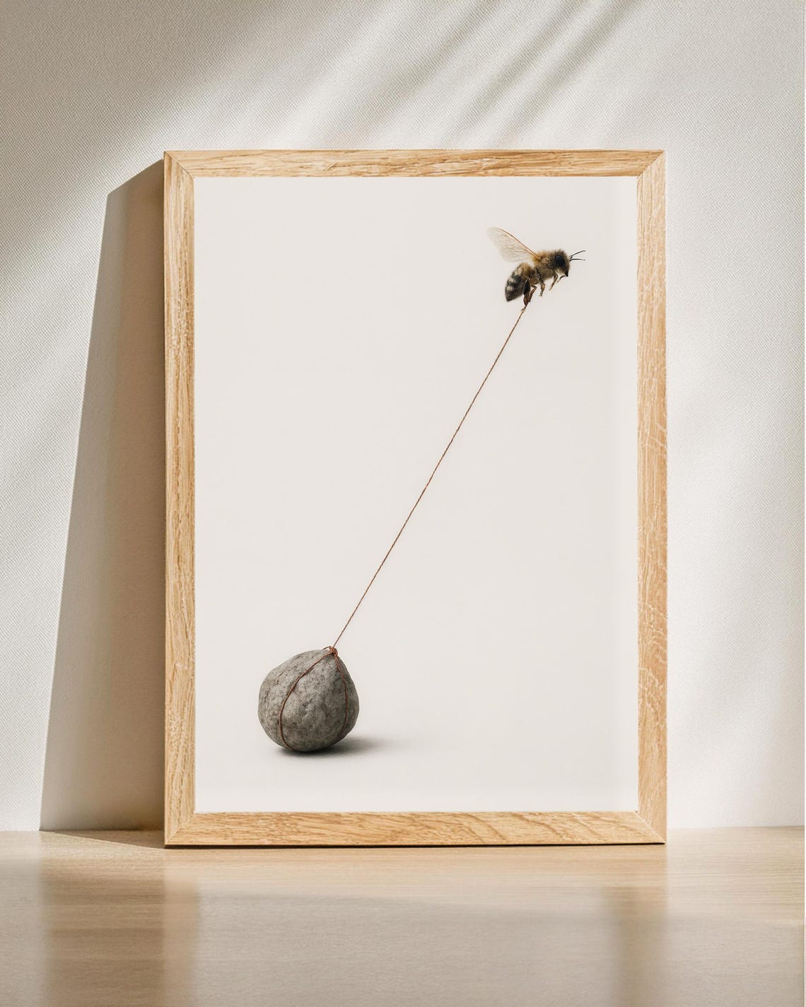 Bee Carrying Rock Poster Strength Wall Art Minimalist Inspirational Print Unique Home Decor Creative