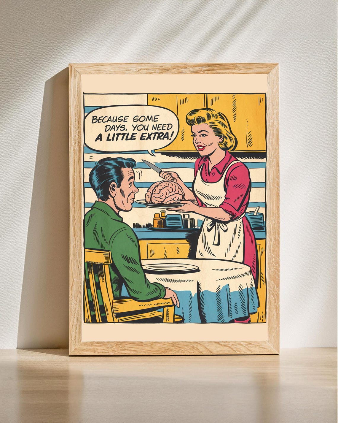 Funny Retro Comic Brain Dinner A Little Extra Dark Humor Pop Wall Art