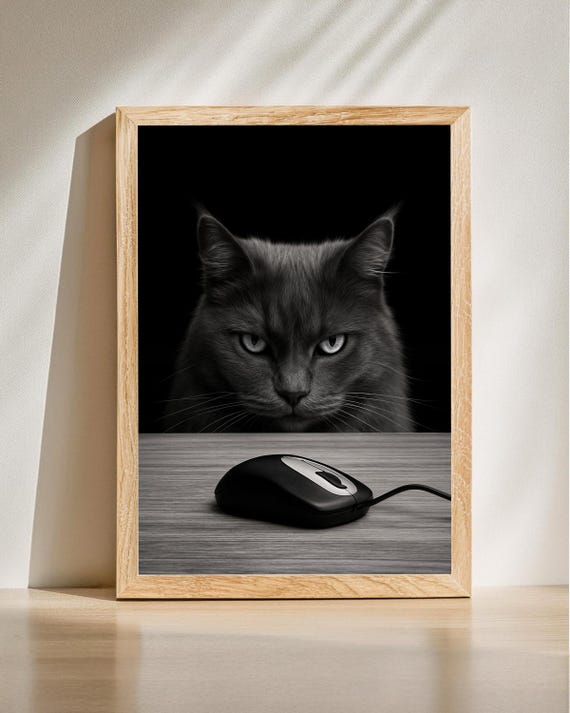 Cat Vs Mouse Funny Minimalist Poster Print