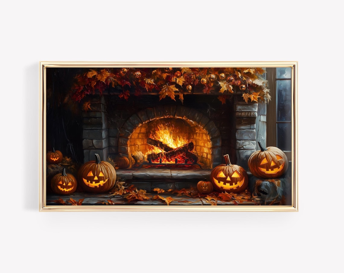 Halloween Fireplace, Cozy Spooky Decor